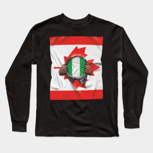 Nigeria Flag Canadian Flag Ripped - Gift for Nigerian From Nigeria Long Sleeve T-Shirt